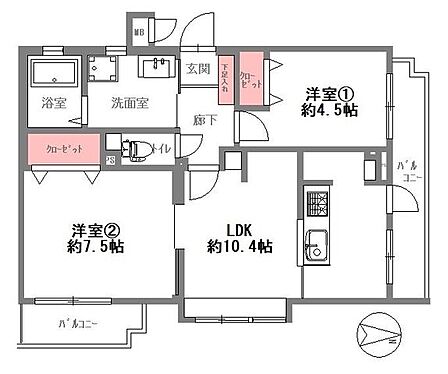 2LDK 間取り