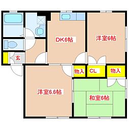 パークハイムB 3DKの間取図画像