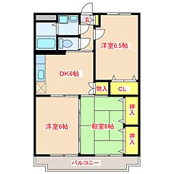 アネックスローズマンション 3DKの間取図画像