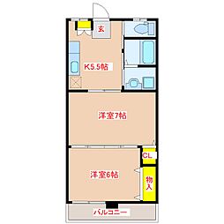 (株)ロックス塩鶴ハイツ 2Kの間取図画像