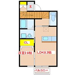 Armeria 1LDKの間取図画像