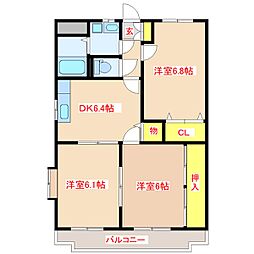 グランドステージ石神 3DKの間取図画像