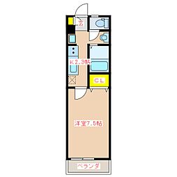 リヴィエールシティM24 1Kの間取図画像