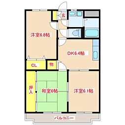 グランドステージ石神 3DKの間取図画像