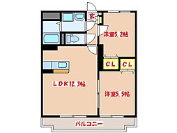 レインボー・コスモス 2LDKの間取図画像