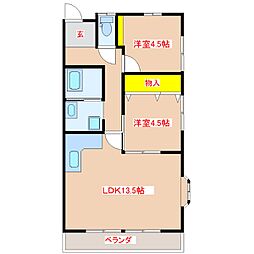 グリーンハイツ1 2LDKの間取図画像