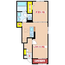 出水市昭和町アパート 1LDKの間取図画像