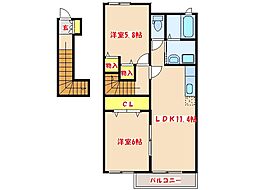 サンリットヒルズBM2 2LDKの間取図画像