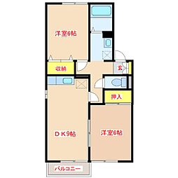 セジュール・カルチェ 2DKの間取図画像