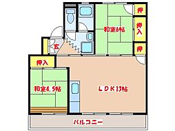 フォレストタウン川内1号棟 2LDKの間取図画像