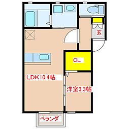 アヴァンスA 1LDKの間取図画像