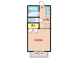 コーポオアシス 1Kの間取図画像