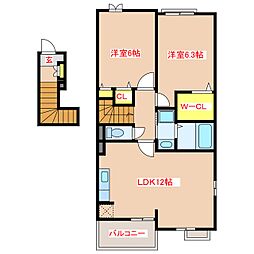 メゾンド・高橋1 2LDKの間取図画像