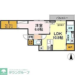 セレスティア谷在家II 1LDKの間取図画像