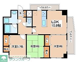 ライオンズマンション梅島第5 2LDKの間取図画像