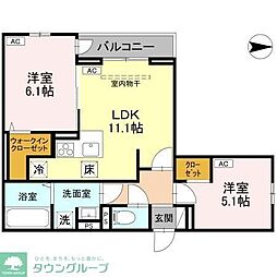 越谷市大字大林アパート 2LDKの間取図画像