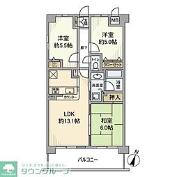 ベルドゥムール草加中央東 3LDKの間取図画像