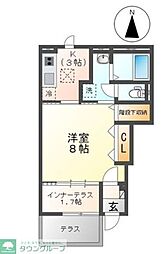 T-5テラス 1Kの間取図画像