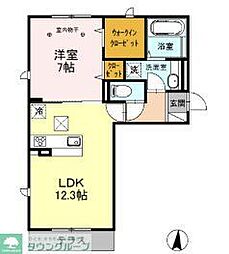 フレグランス2 1LDKの間取図画像