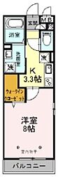 ロイヤルヒル越谷 1Kの間取図画像