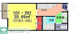 アーク・ヴィラ松原 1Kの間取図画像