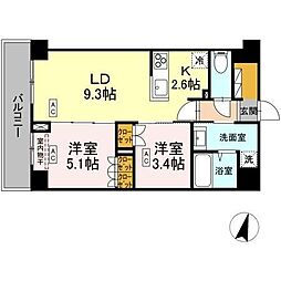 ロイジェント西新井 2LDKの間取図画像
