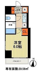 レーヴアデル千住新橋 1Kの間取図画像