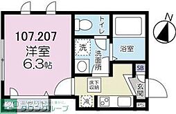 H&Aプログレス 1Kの間取図画像