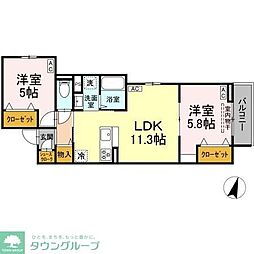 セレスティア西亀有 2LDKの間取図画像