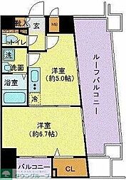 プレール・ドゥーク東京EAST 1DKの間取図画像