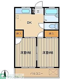 ハイツ太陽 2DKの間取図画像