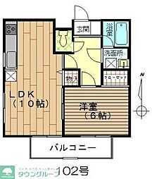 サンパティーク久野 1LDKの間取図画像