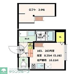 ダリアステート北千住 1Kの間取図画像