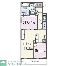 ブランノワレ 2LDKの間取図画像