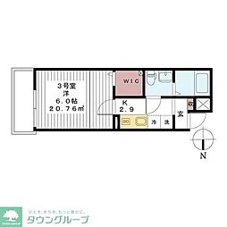 AJ六町 1Kの間取図画像