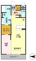 ボナール・中央 1LDKの間取図画像