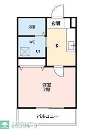 ボヌール北谷 1Kの間取図画像