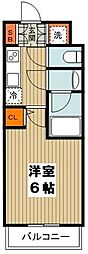 ライジングプレイス綾瀬 1Kの間取図画像