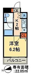 プレール・ドゥーク東京イースト4リバーサイド 1Kの間取図画像