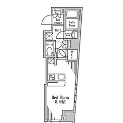 ラビエール東京 ワンルームの間取図画像