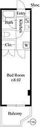 ユニティ西竹之塚 1Kの間取図画像