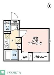 ブラン西新井 1Kの間取図画像