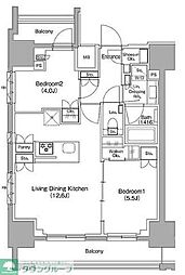 ザ・パークハビオ新御徒町 2LDKの間取図画像