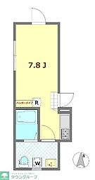ミレハイムB ワンルームの間取図画像