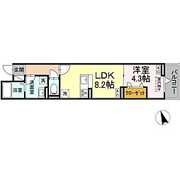 クラナーデ東伊興 1LDKの間取図画像
