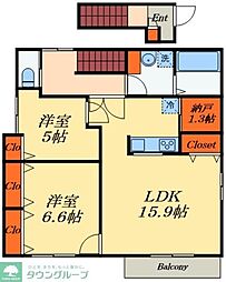 パークサクラII 2LDKの間取図画像