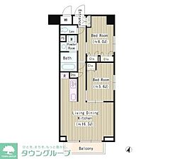 プリムベール新田 2LDKの間取図画像