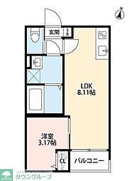 グランシャレー西綾瀬 1階1LDKの間取り