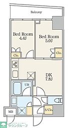 Alivis五反野 9階2DKの間取り