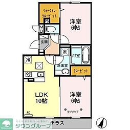 ロイジェントパークス草加手代C 2LDKの間取図画像